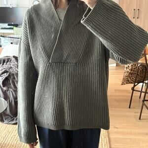 Arket ribbed olive green oversized sweater